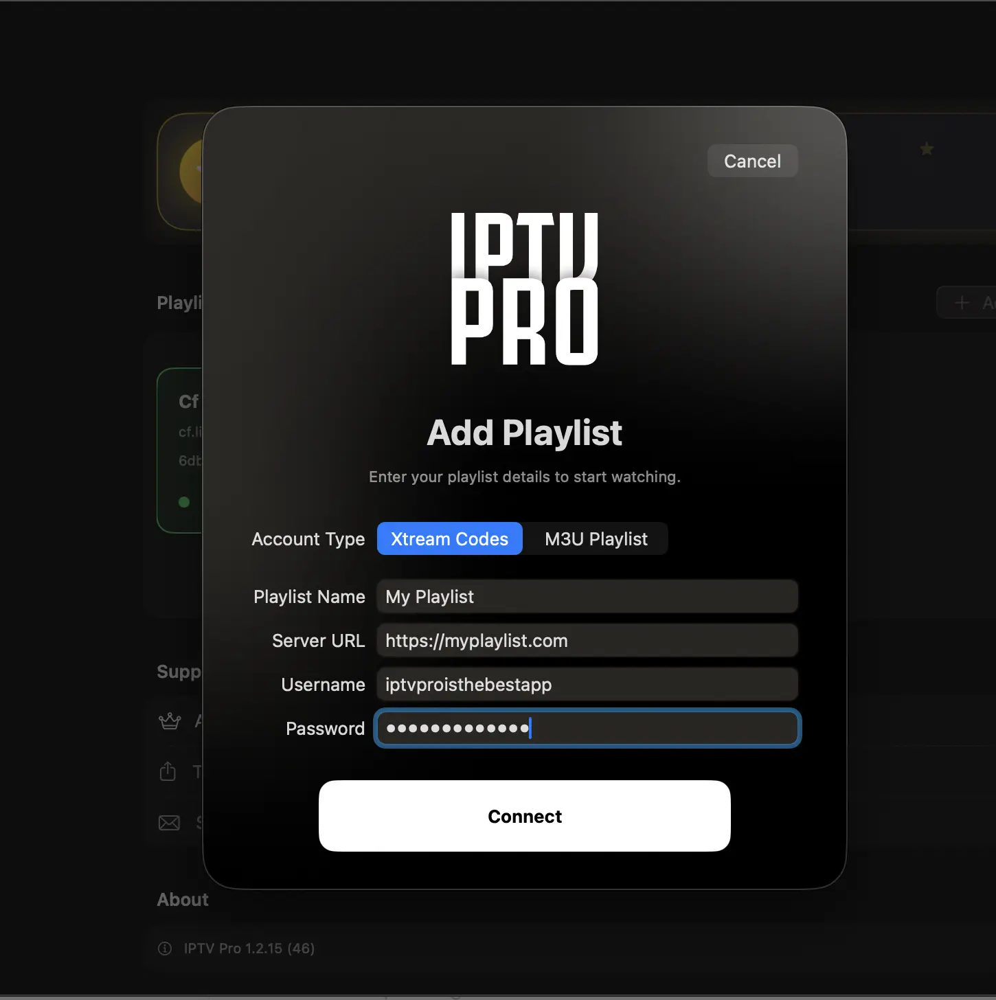 إضافة قائمة تشغيل إلى IPTV Pro
