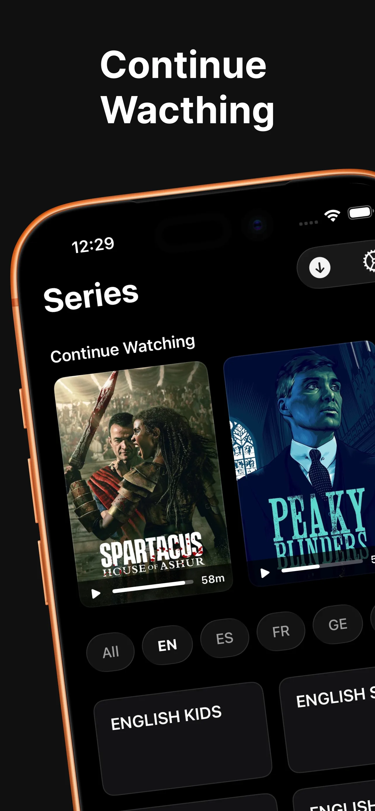 IPTV Pro App User Interface running on iPhone